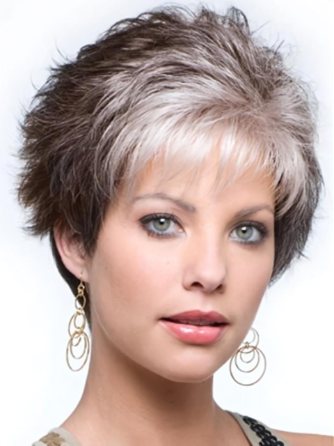 Capless 4" Curly Synthetic Wigs Gray