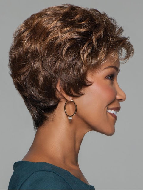 6" Cropped Curly Brown Natural Synthetic Wig