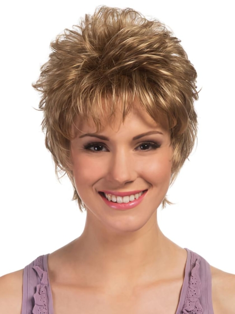 Soft Blonde Curly Cropped Petite Wigs