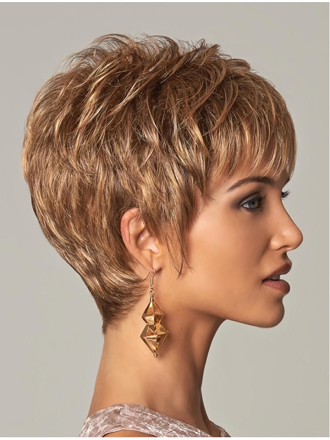 Stylish Blonde Curly Cropped Synthetic Wigs