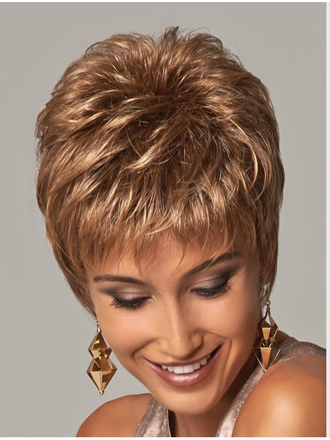 Stylish Blonde Curly Cropped Synthetic Wigs