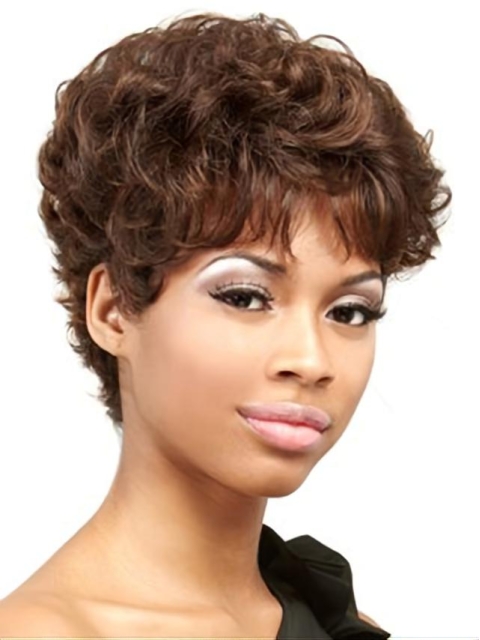 Braw Auburn Curly Cropped African American Wigs