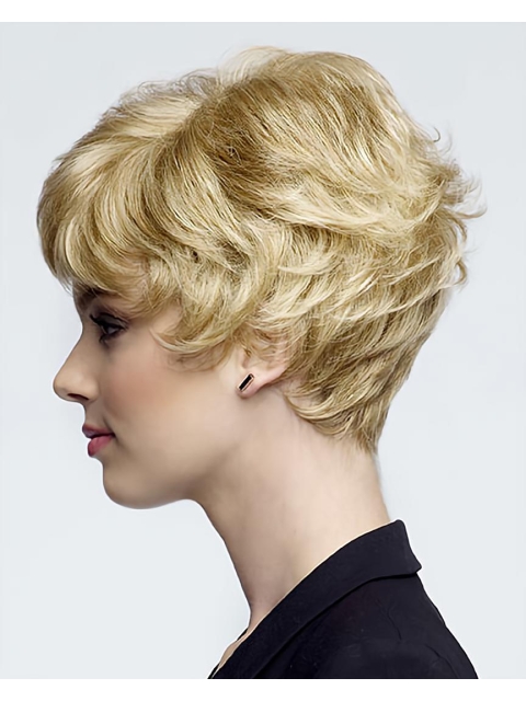 No-fuss Curly Boycuts Blonde Short Wigs