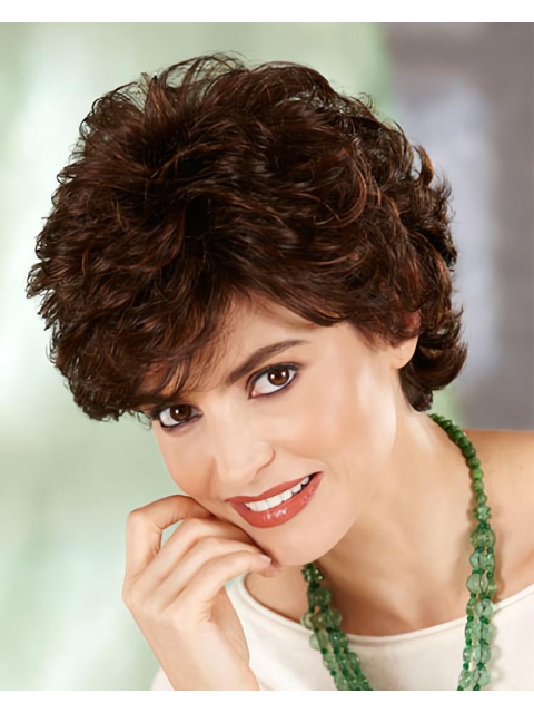 Brown Preferential Layered Curly Short Wigs