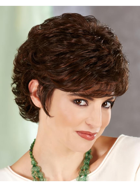 Brown Preferential Layered Curly Short Wigs