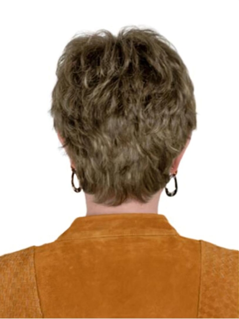 Cropped 6" Capless Grey Synthetic Boycuts Elderly Lady Wigs