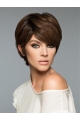 Fashion Brown Cropped Straight Boycuts Human Hair Wigs