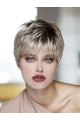 Blonde Synthetic Boycuts Straight Cropped Lace Front Wigs