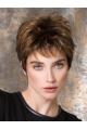 Straight 4" Brown Synthetic Boycuts Short Ladies Wigs