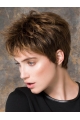 Straight 4" Brown Synthetic Boycuts Short Ladies Wigs