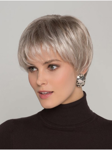 Straight Grey 8" Boycuts Monofilament Short Hair Wigs