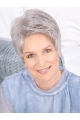 6" Cropped Straight Fashionable Monofilament Grey Wigs