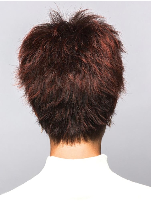 Red 4" Boycuts Hairstyles Capless Synthetic Wigs