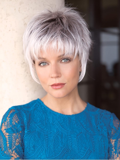 Capless 6" Straight Grey Color Synthetic Wigs