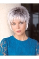 Capless 6" Straight Grey Color Synthetic Wigs