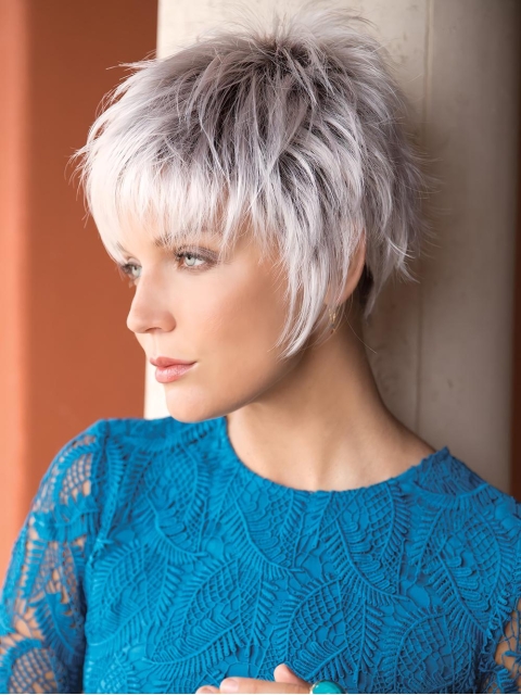 Capless 6" Straight Grey Color Synthetic Wigs