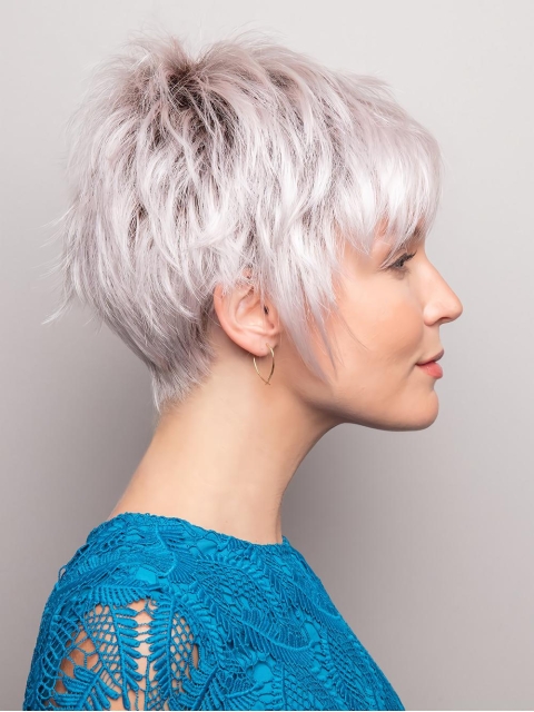 Capless 6" Straight Grey Color Synthetic Wigs