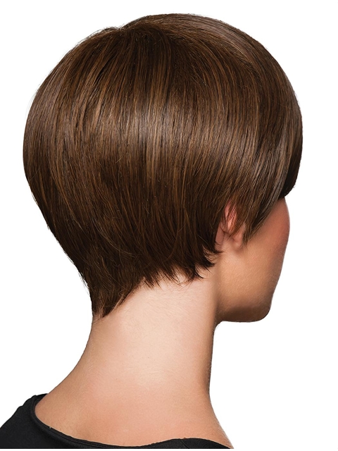 Straight 8" Brown Synthetic Boycuts Ladies Short Wigs