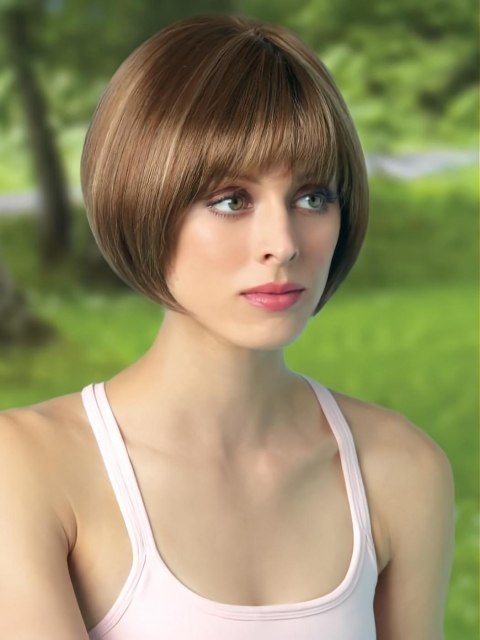 Monofilament 8" Bob Synthetic Straight Brown Wig