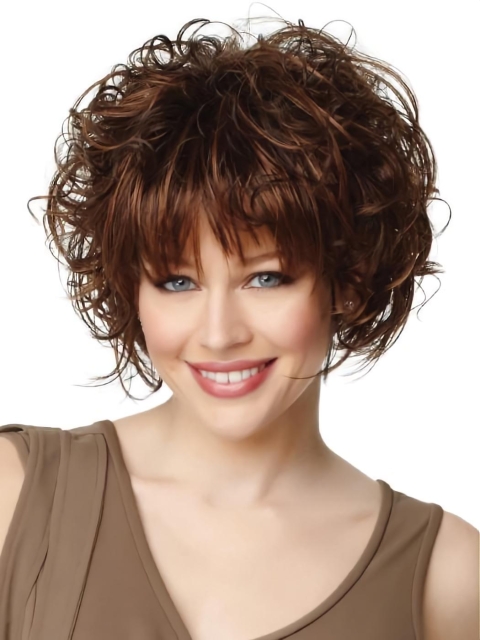 Auburn Capless 8" Short Straight Synthetic Wigs With Bangs