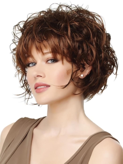 Auburn Capless 8" Short Straight Synthetic Wigs With Bangs