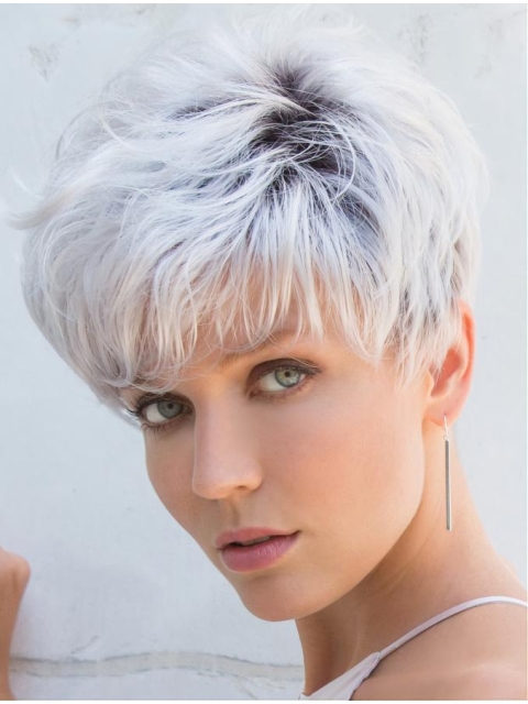 Cropped Grey Straight 5" Capless Wigs For Women