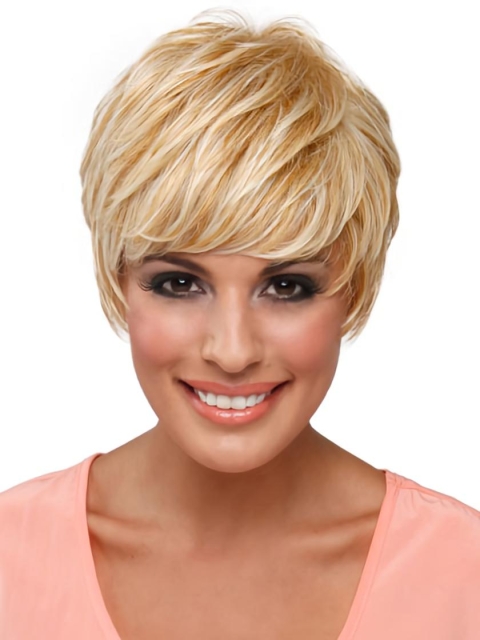 Gorgeous Cropped Blonde Straight Celebrity Wigs