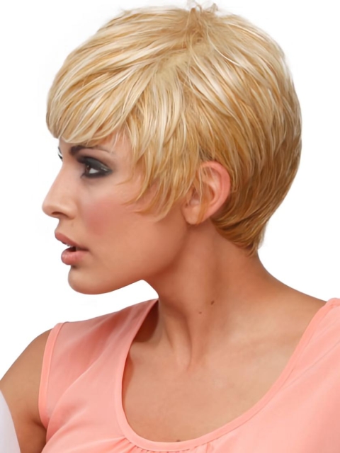 Gorgeous Cropped Blonde Straight Celebrity Wigs