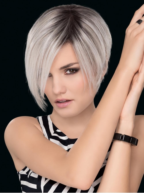 Cropped Straight Without Bangs 100% Hand-Tied Celebrity Synthetic Wigs