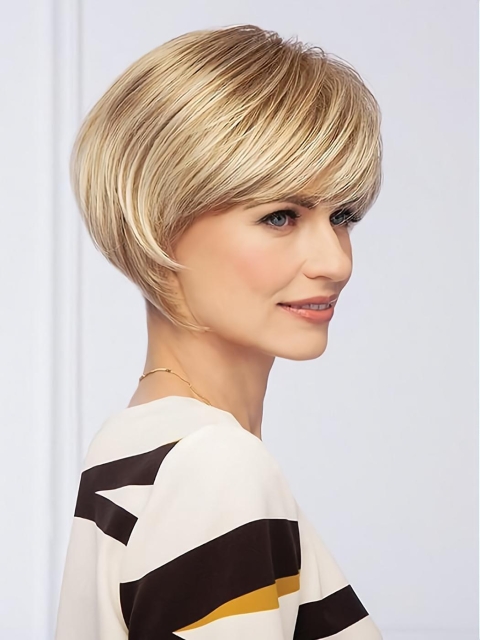 Cropped Blonde With Bangs Synthetic Blonde Wig