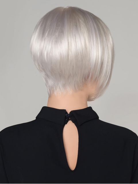 Straight White Without Bangs Mono Synthetic Wig