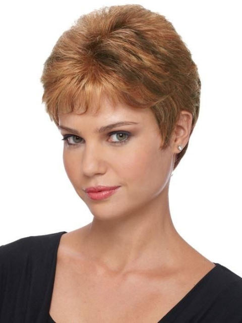 Straight Brown Boycuts 4" Synthetic Capless Wigs