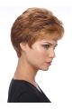 Straight Brown Boycuts 4" Synthetic Capless Wigs