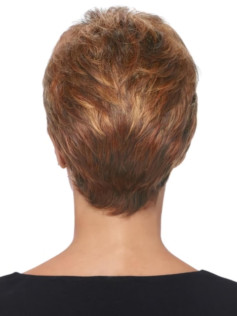 Straight Brown Boycuts 4" Synthetic Capless Wigs