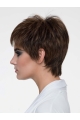 4" Straight Brown Boycuts Monofilament Synthetic Wig