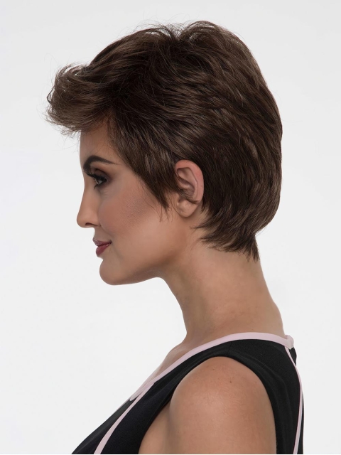 Brown Straight Cropped Boycuts Lace Front Wigs