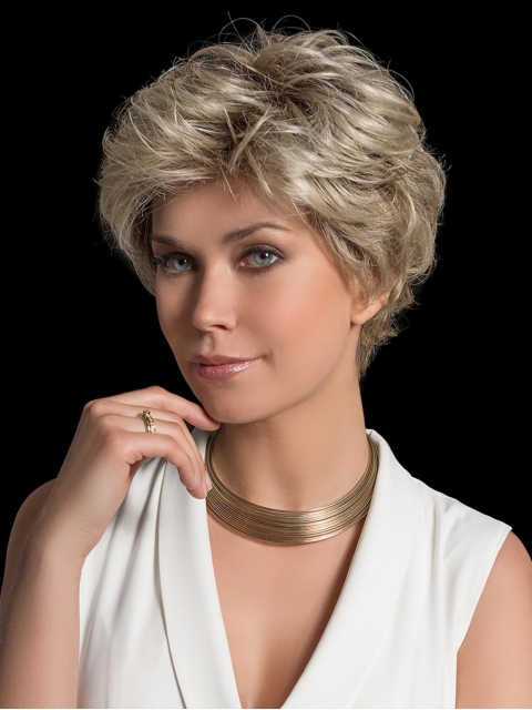 Cropped Straight Blonde Layered Hand Tied Synthetic Wigs