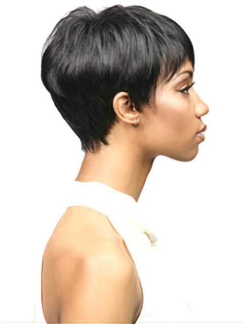 Pleasing Black Straight Cropped African American Wigs