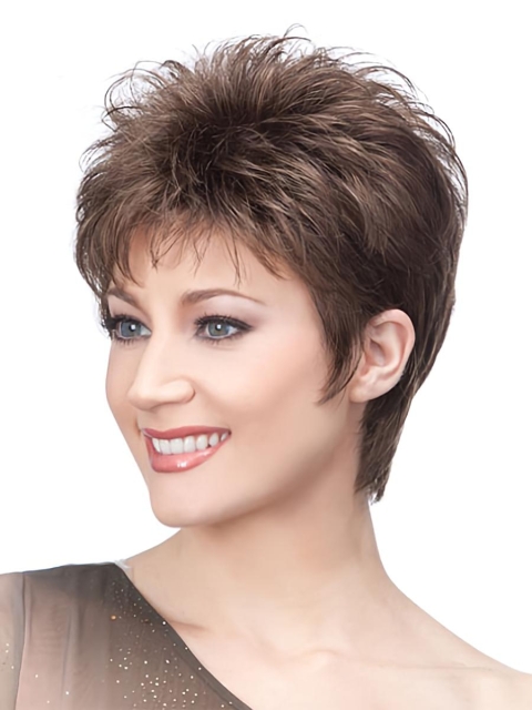 Brown Boycuts Soft Straight Short Wigs