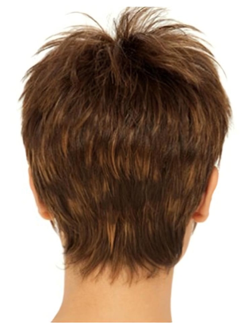 Brown Straight Cropped Synthetic Wigs