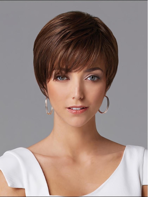 Gorgeous Auburn Straight Cropped Human Hair Wigs