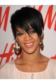 Black Lace Front Cropped Rihanna Wigs