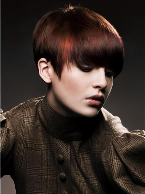 Stylish Auburn Boycuts Straight Short Wigs