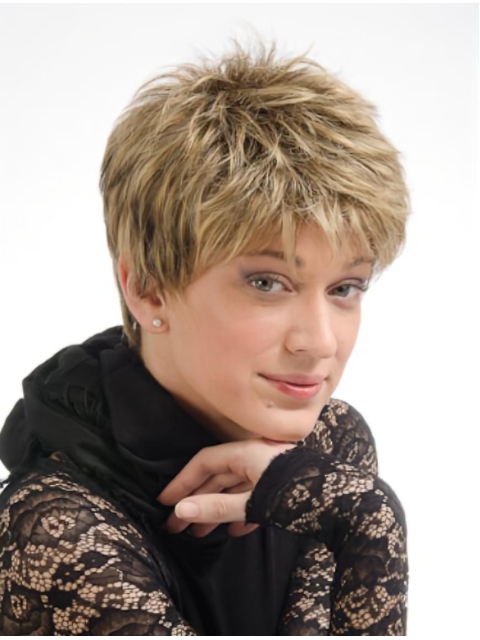 Comfortable Straight Blonde Boycuts New Design Wigs