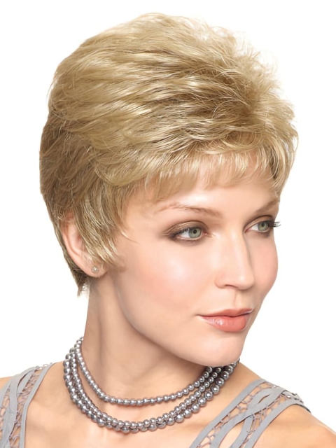 Elegant Blonde Straight Cropped Classic Wigs