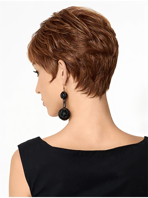 Auburn Tempting Boycuts Straight Short Wigs