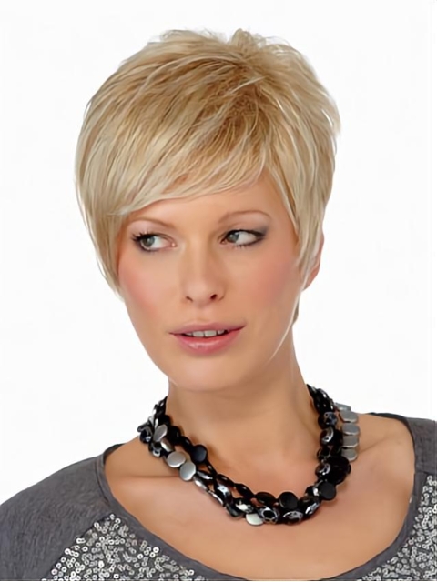 Elegant Straight Boycuts Blonde Short Wigs