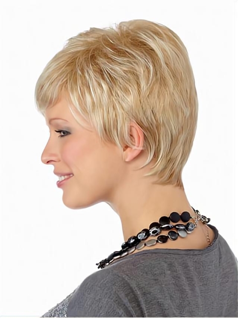 Elegant Straight Boycuts Blonde Short Wigs