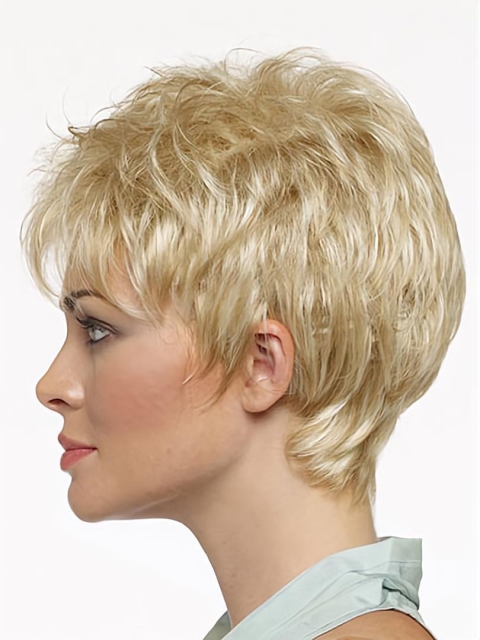 Comfortable Blonde Straight Cropped Synthetic Wigs