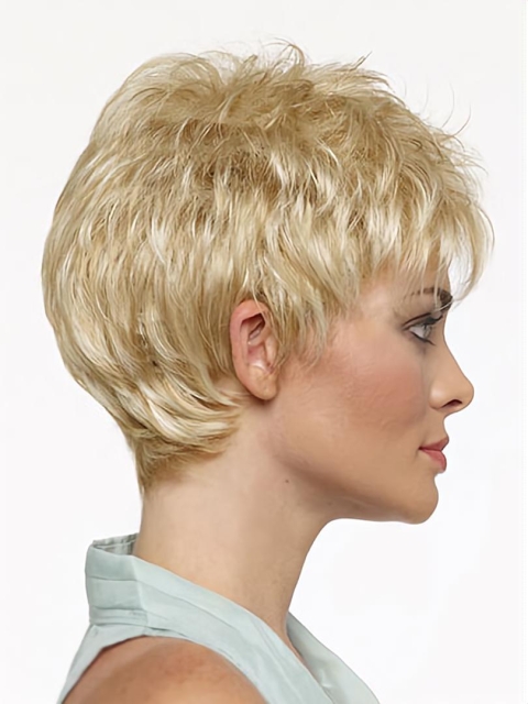 Comfortable Blonde Straight Cropped Synthetic Wigs